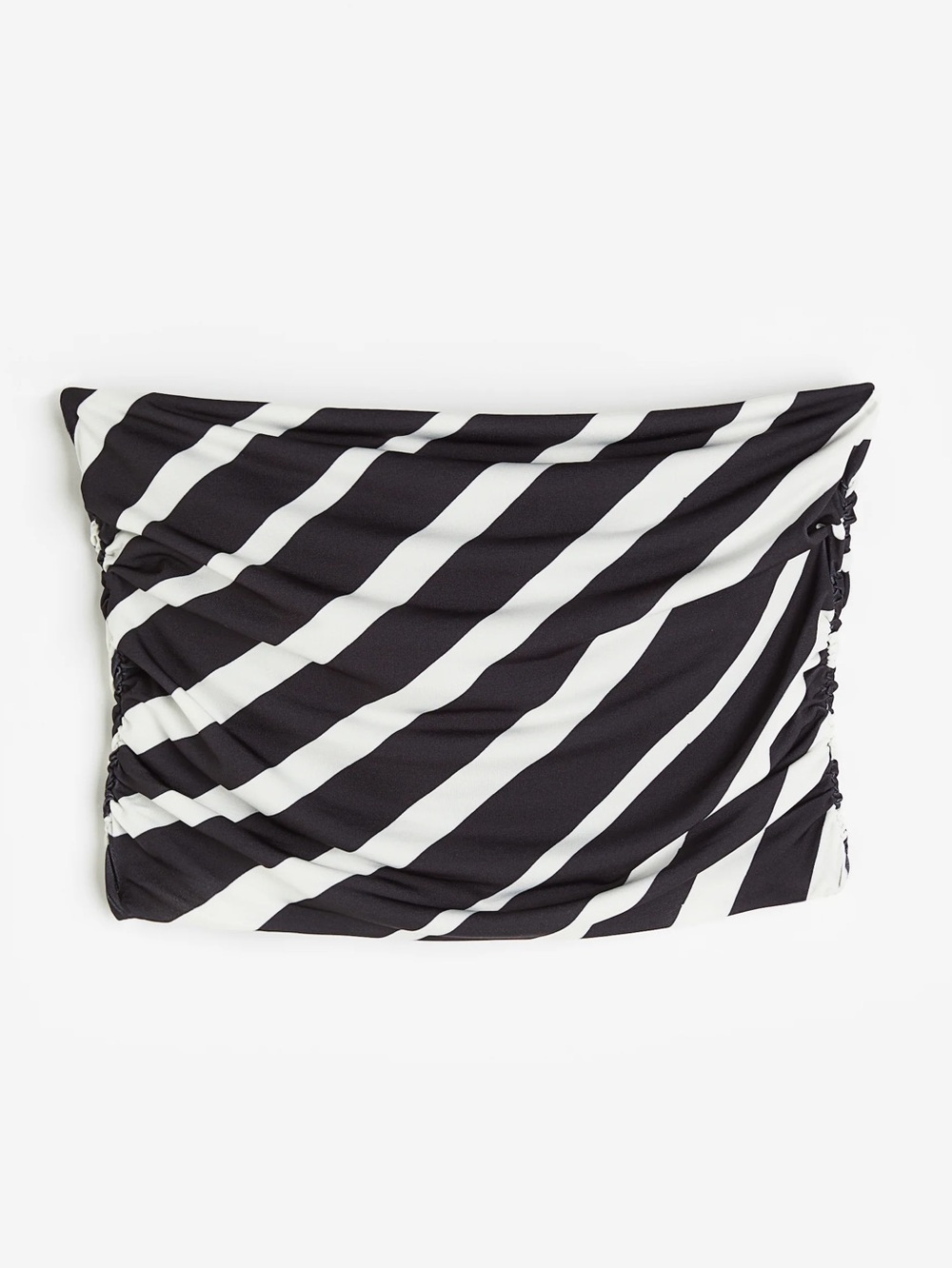NEW H&M Draped Bandeau Top in Black White Stripe XL